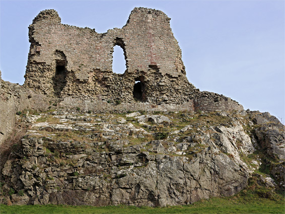 Volcanic bedrock on the west side of the castle