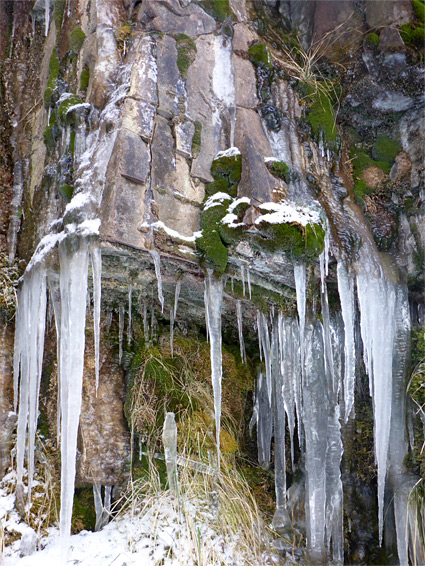 Icicles on a cliff