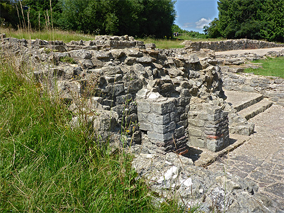 Masonry at the north corner of the site