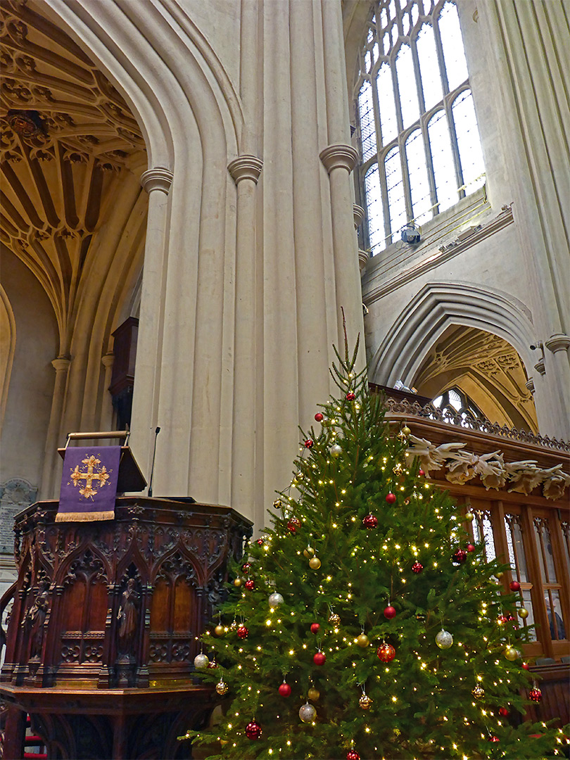 Photographs of Bath Abbey, Somerset, England Christmas tree