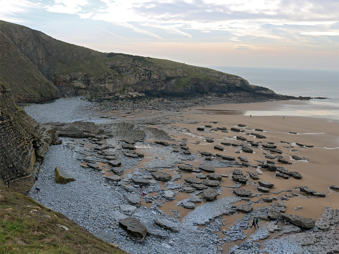 Pebbles, rocks and sand