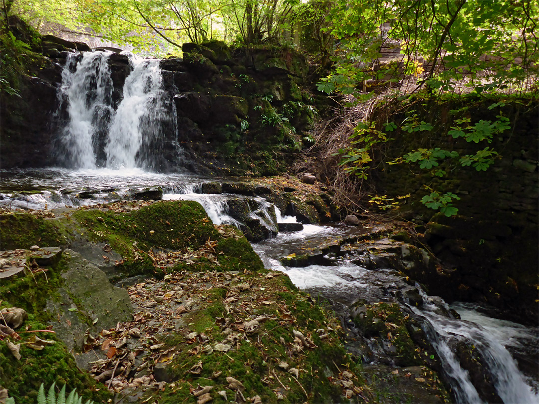 Cascade over dark rocks