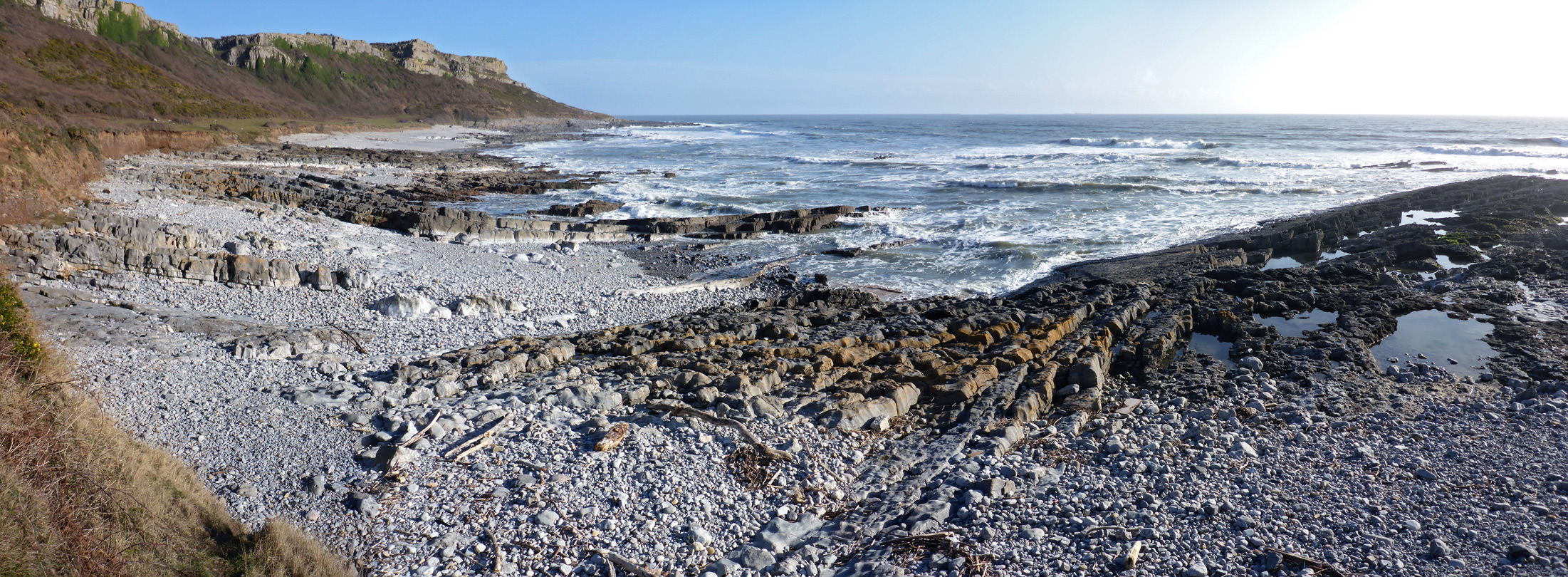 Rock and pebble beach