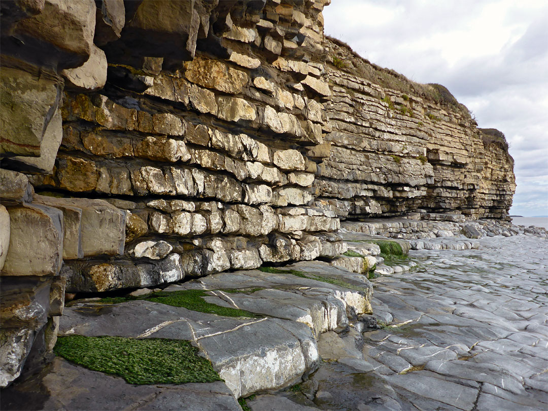 Brownish-white strata