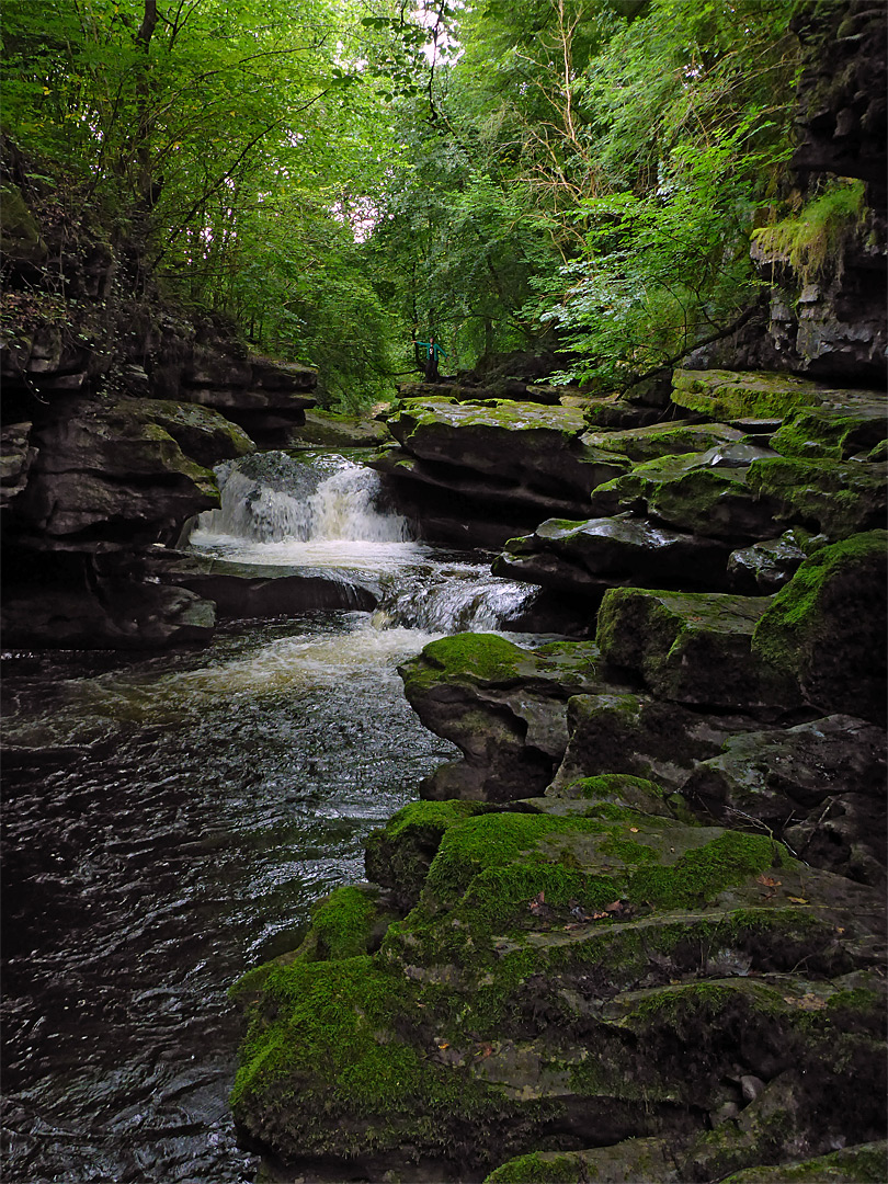 Waterfall and benches