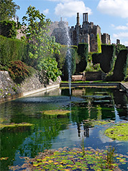 Pond, fountain and castle