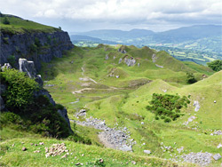 Cliffs and grassy mounds