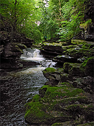 Waterfall and benches