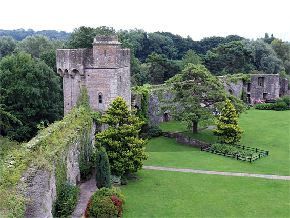 Walls either side of the north tower