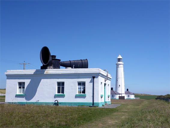 Fog horn and lighthouse