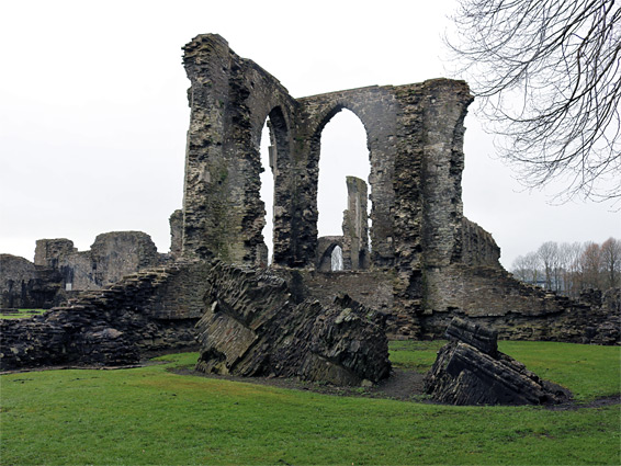 Wall remnants beside arches of the north transept