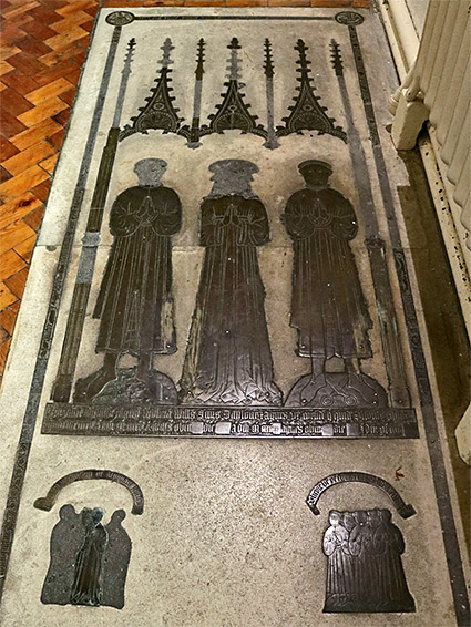 Brass of Agnes and her two husbands, William Scors and Thomas Fortey