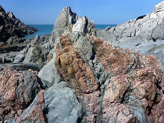 Mineral veins and grey slate