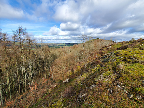 Steep slopes to the southeast