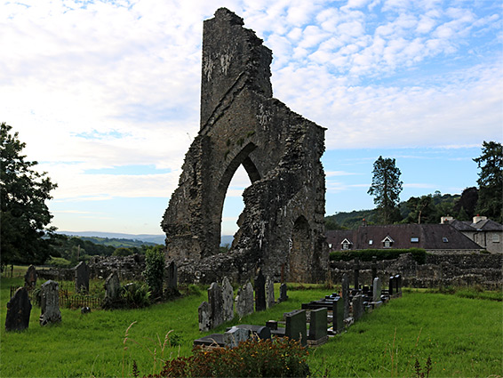 The ruins, from the adjacent churchyard